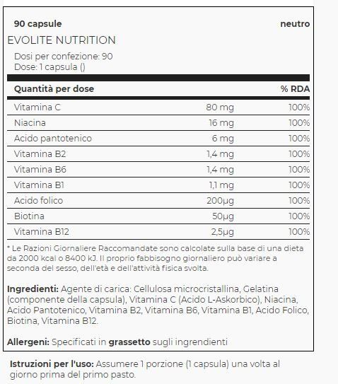 VITAMIN B COMPLEX 90 CPS - EVOLITE