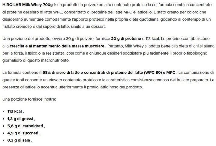 MILK WHEY 700GR - HIRO LAB