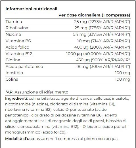 COMPLESSO VITAMINA B 60 COMPRESSE - YAMAMOTO NUTRITION