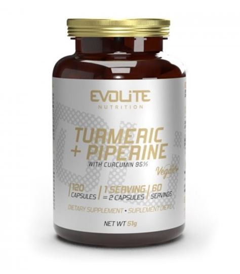 TURMERIC + PIPERINE 95% 120 VEGECAPS - EVOLITE