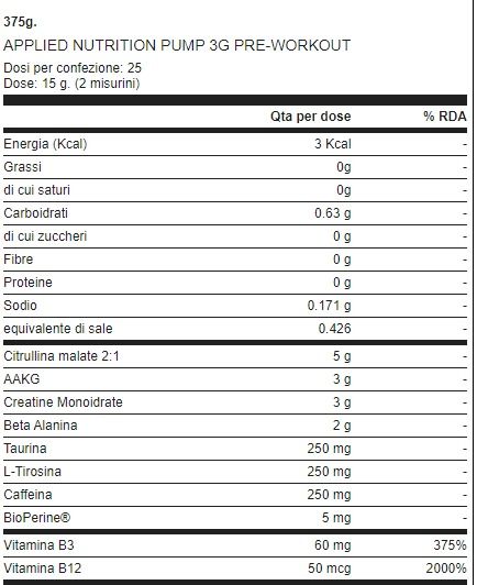 PUMP 3G PRE-WORKOUT 375 GR - APPLIED NUTRITION