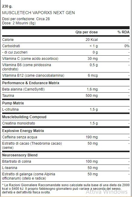 VAPORX5 NEXT GEN - PRE WORKOUT - MUSCLETECH