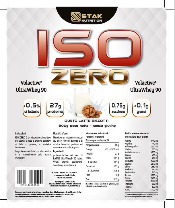 ISO ZERO VOLACTIVE 900 GR - STAK NUTRITION