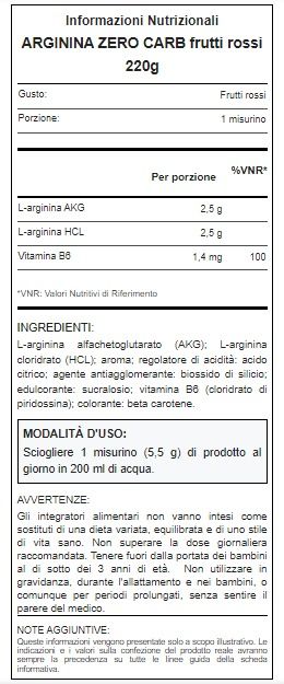 ARGININA ZERO CARB FRUTTI ROSSI - WHY SPORT