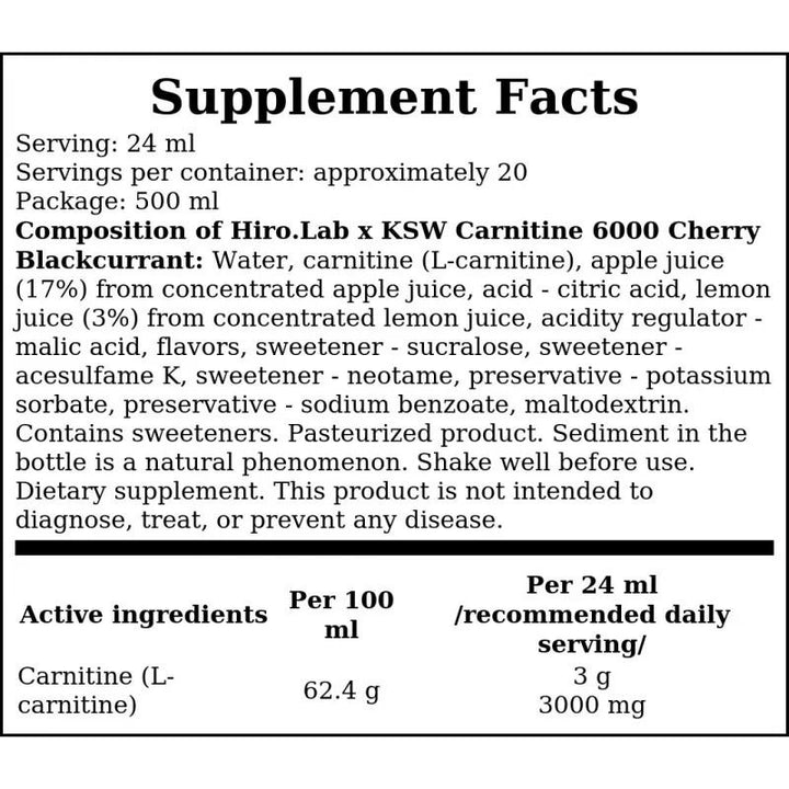 CARNITINE 6000 LIQUID KSW - HIRO LAB