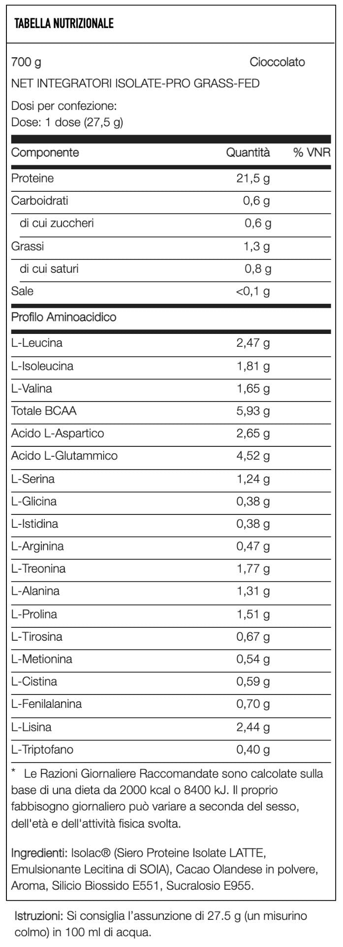 ISOLATE PRO GRASS-FED 700 GR  - NET INTEGRATORI