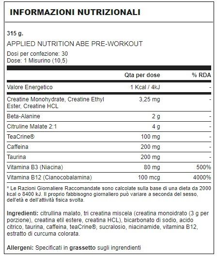 ABE PRE WORKOUT 375 GR - APPLIED NUTRITION