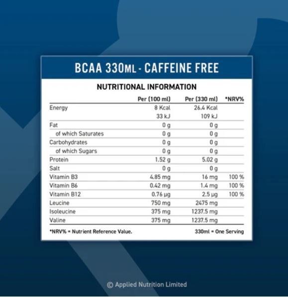 BCAA AMINO-HYDRATE FREE CAFFEINE 330 ML - APPLIED NUTRITION