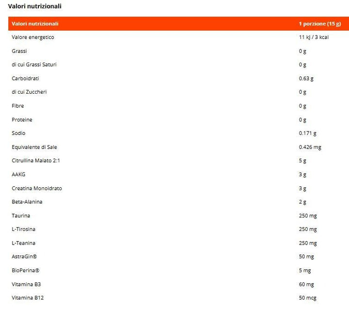 PUMP PRE-WORKOUT 3G 375GR  ZERO STIM - APPLIED NUTRITION