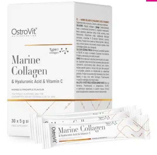 COLLAGENE MARINO + ACIDO IALURONICO E VITAMINA C 30X5 GR  MANGO & ANANAS - OSTROVIT -