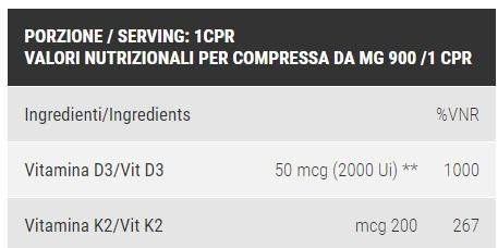 VITAMINA D3 2000 + K2 200 - 120 CPR - PRO NUTRITION