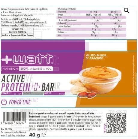 ACTIVE PROTEIN BAR 40GR -  +WATT