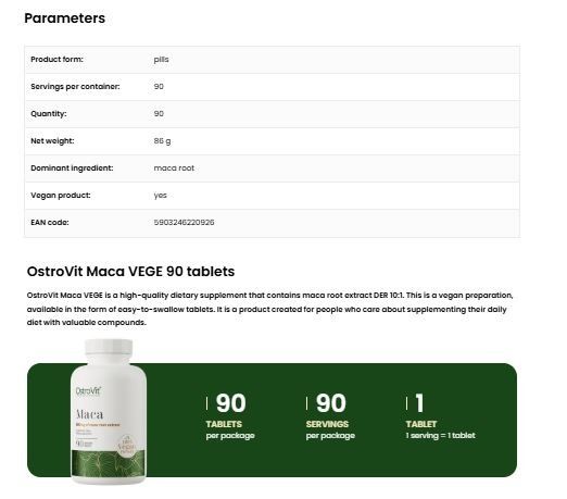 MACA VEGE 90 TABS - OSTROVIT