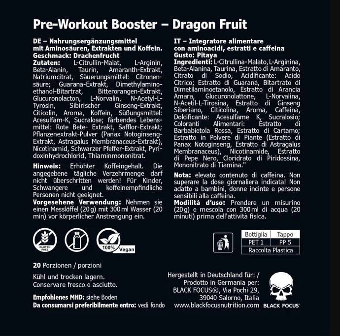 PRE WORKOUT BLACK FOCUS PRO 2.0 400 GR - BLACK FOCUS NUTRITION