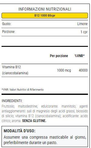 VITAMINA B12 1000 80 CPR - WHY SPORT