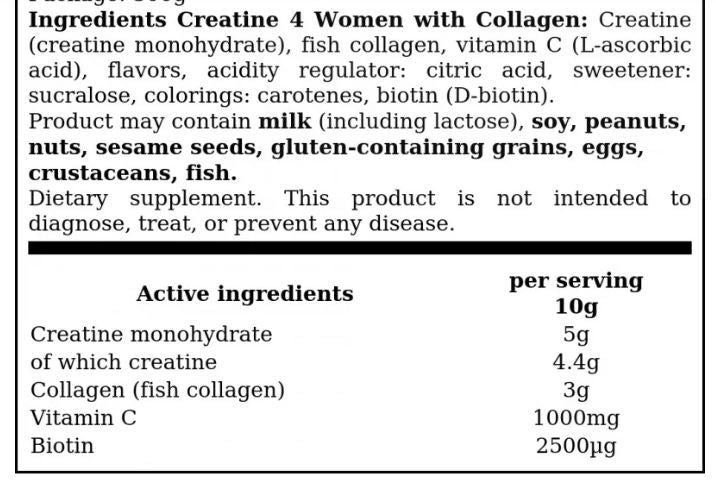 CREATINA 4 WOMEN CON COLLAGENE 300GR  - HIRO LAB